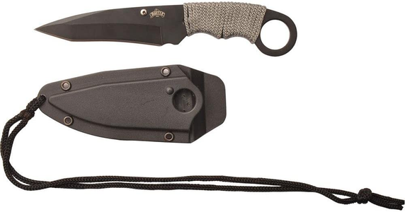 Master USA MU-1119GC Tactical Neck Knife, Black Blade, Cord-Wrapped Steel Handle, 6.75-Inch Overall