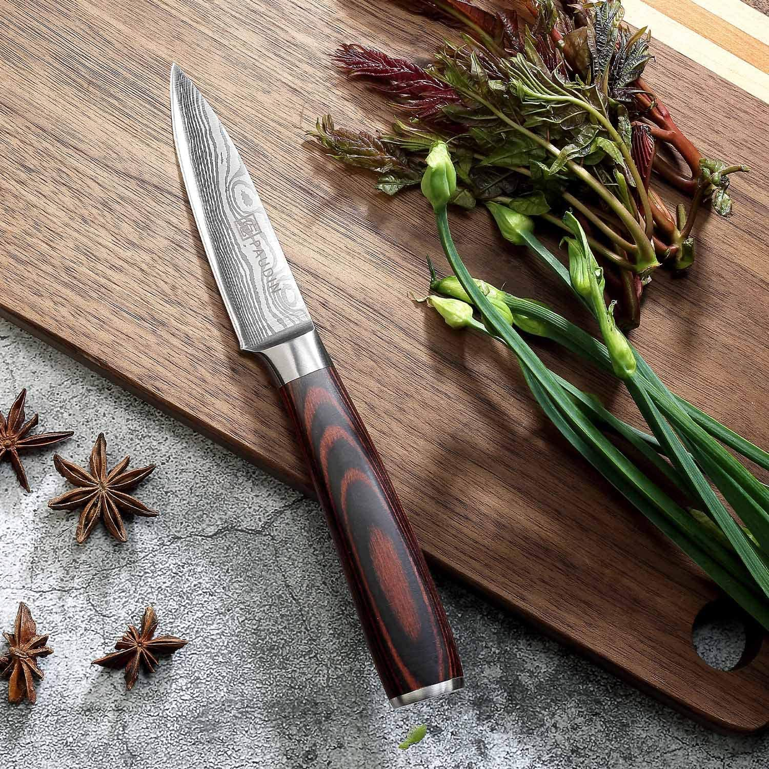 Paring Knife - PAUDIN 3.5 Inch Kitchen Knife N8 German High Carbon Stainless Steel Knife, Fruit and Vegetable Cutting Chopping Carving Knives