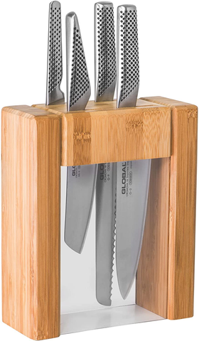 Image of Global Teikoku 5 Piece Stainless Steel Knife Block Set