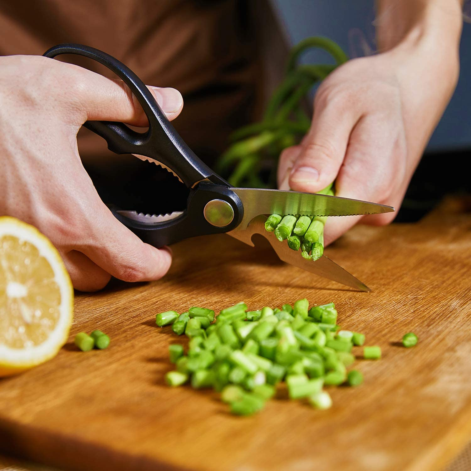 Emojoy Knife Set, 18-Piece Kitchen Knife Set with Block Wooden, Manual Sharpening for Chef Knife Set, German Stainless Steel