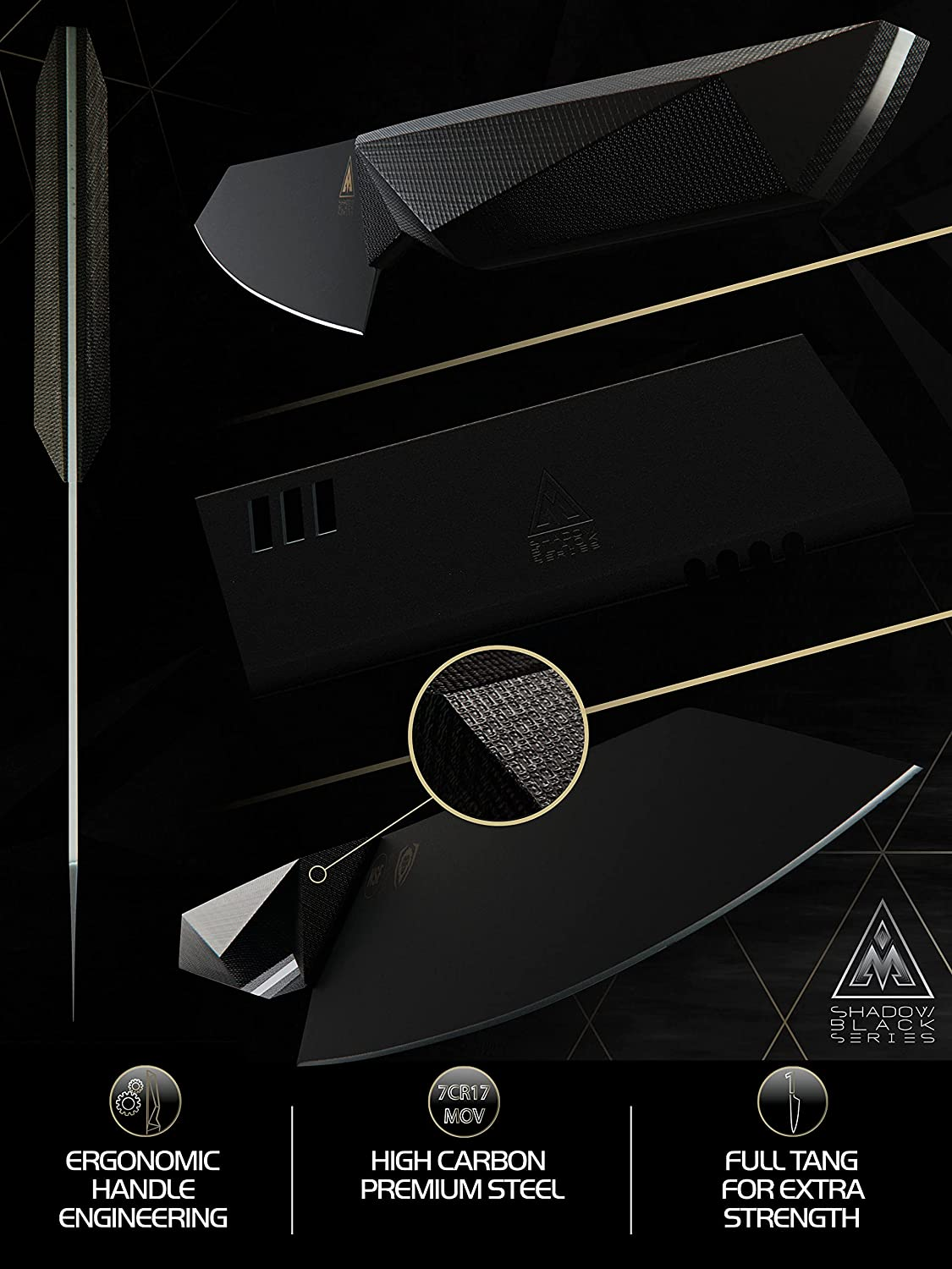 DALSTRONG Chef Knife - 6 Inch - Shadow Black Series - Black Titanium Nitride Coated - Razor Sharp Kitchen Knife - High Carbon 7CR17MOV-X Vacuum Treated Steel - Sheath - NSF Certified