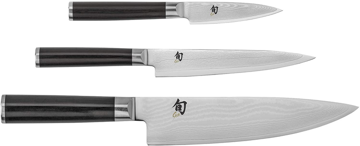 Shun Cutlery Classic 3-Piece Starter Set; 8” Multi-Purpose Chef’S Knife, 3.5” Paring Knife and 6” Utility Knife Are the Essential Kitchen Trio; Exquisitely Handcrafted Japanese Cutlery