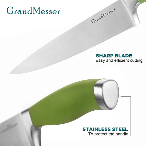 Image of Grandmesser Chef Knife Set - 8" Cooking Knife & 5" Paring Knife with High Carbon German Stainless Steel Forging - Ergonomic Color Non-Slip Handle - Kitchen Knife with Gift Box