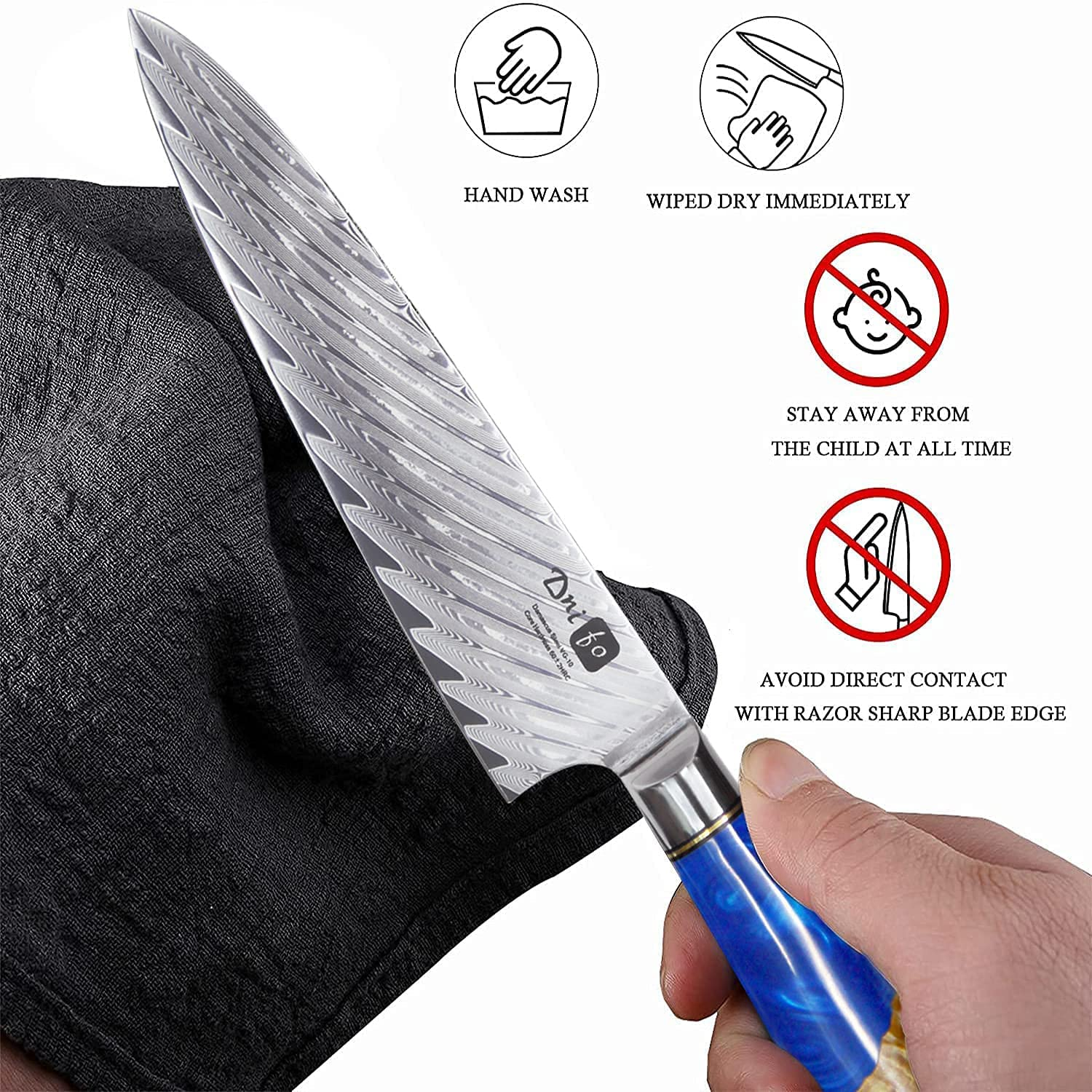 Zlatko Chef Knife 8 Inch Damascus Knives for Kitchen, High Carbon Stainless Steel Damascus VG10 67-Layer Ultra Sharp Kitchen Knife Ergonomic Handle with GIFT BOX