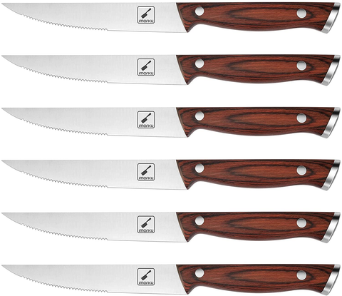 Image of Steak Knife Set, Imarku 6-Piece Steak Knives, 5Cr15Mov German Stainless Steel Premium Serrated Steak Knife with Ergonomic Handle and Gift Box