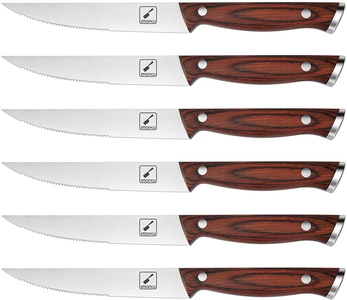 Steak Knife Set, Imarku 6-Piece Steak Knives, 5Cr15Mov German Stainless Steel Premium Serrated Steak Knife with Ergonomic Handle and Gift Box