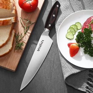Mosfiata Chef Knife 8 Inch Kitchen Cooking Knife, 5Cr15Mov High Carbon Stainless Steel Sharp Knife with Ergonomic Pakkawood Handle, Full Tang Vegetable Meat Cutting Knife with Sheath for Home Kitchen