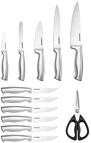 Image of Farberware Self-Sharpening 13-Piece Knife Block Set with Edgekeeper Technology, Black -