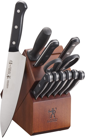Image of HENCKELS Solution 12-Pc Knife Set with Block, Chef Knife, Paring Knife, Steak Knife Set, Grey, Stainless Steel
