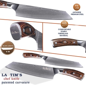 Latim'S Professional Chef Knife 8 Inch，Damascus Kitchen Knives Made of Japanese VG-10 Stainless Steel with Unique Pattern，Ultra Sharp Blade and Ergonomic Handle