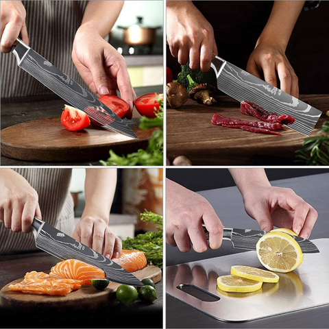 Image of MDHAND Professional Kitchen Chef Knife Set, High-Carbon Stainless Steel Chef Knife Set with Cover, 8 Piece Knifes Set