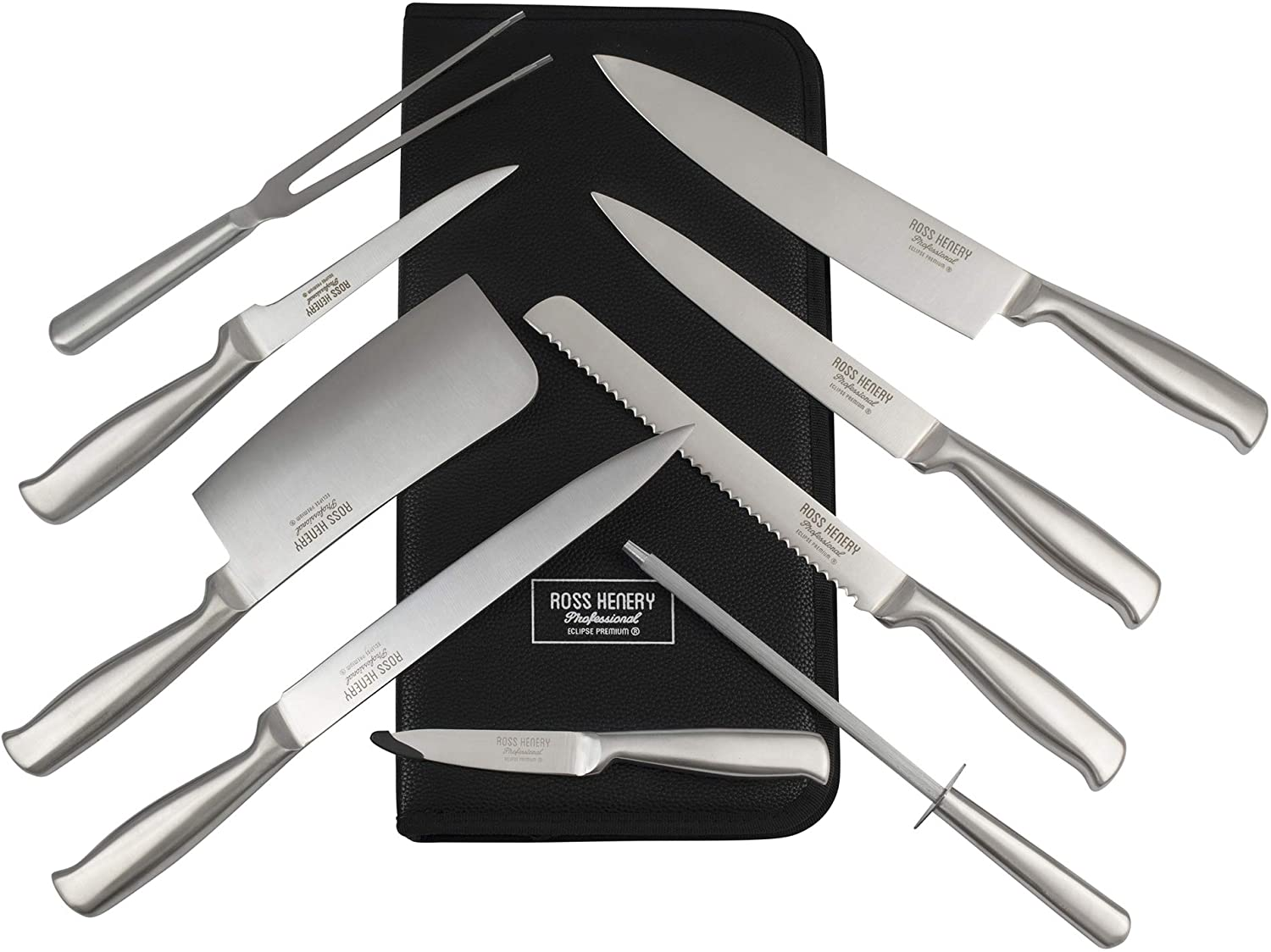 Ross Henery Professional 10 Piece Premium Stainless Steel Chef'S Knife Set / Kitchen Knives in Case