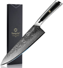 Sunnecko Damascus Chef Knife 8 Inch- Razor Sharp Kitchen Knife Made of Damascus VG-10 Steel with Rivet Full Tang Solid Handle-Professional Japanese Chef'S Meat Knife