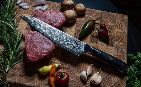 Image of Kiritsuke Chef'S Knife 8 Inch Damascus Japanese VG10 Super Steel 67 Layer High Carbon Stainless Steel by Oxford Chef