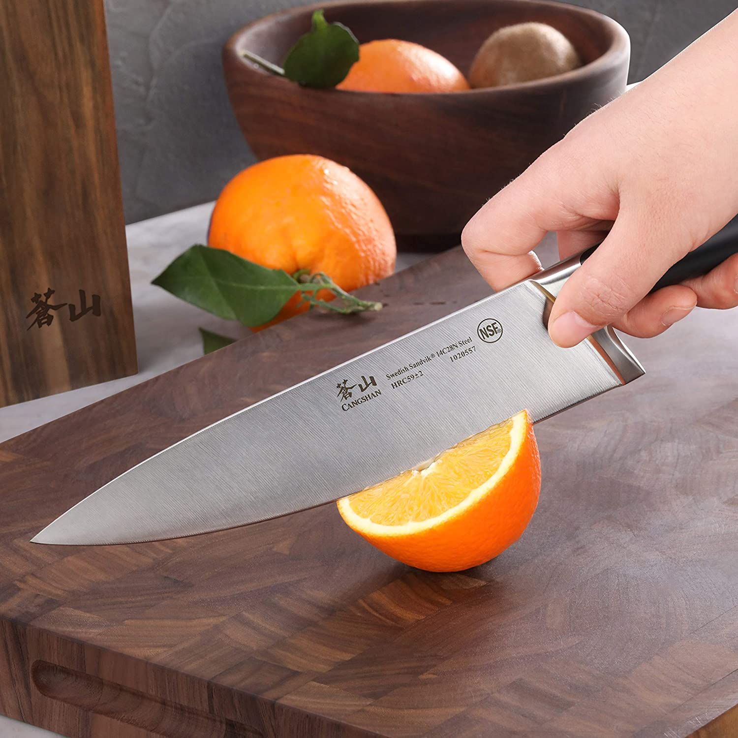 Cangshan TS Series 1024876 Swedish Sandvik 14C28N Steel Forged 6-Piece Knife Block Set, Walnut