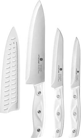 Image of Chef Knife, Ultra Sharp Kitchen Knife, High Carbon Stainless Steel Chef Knife Set, 3-Pc, 8 Inch Chefs Knife, 4.5 Inch Utility Knife, 4 Inch Paring Knife