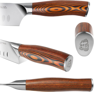 TUO 8-Pcs Kitchen Knife Set - Forged German X50Crmov15 Steel - Rust Resistant - Full Tang Pakkawood Ergonomic Handle - Kitchen Knives Set with Wooden Block - Fiery Phoenix Series