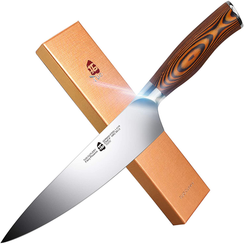 Image of TUO Chef Knife Chef’S Knife Kitchen Knives Razor Sharp 8 Inch High Carbon German Stainless Steel Cutlery Rust Resistant Comfortable Pakkawood Handle Gift Packaging Fiery Phoenix Series
