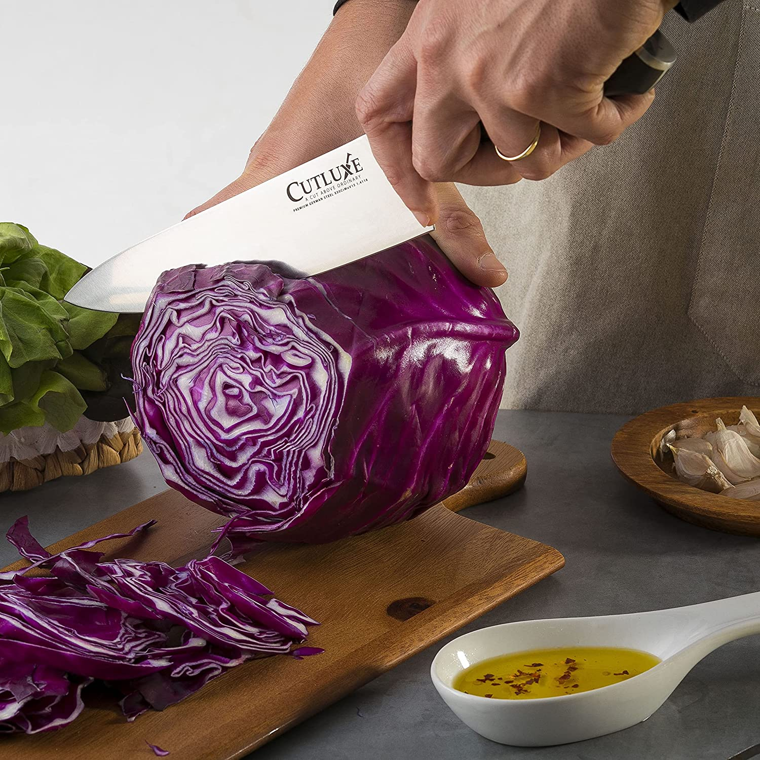 CUTLUXE Chef Knife – 8" Chopping Knife – Forged High Carbon German Steel – Full Tang & Razor Sharp – Ergonomic Handle Design – Artisan Series