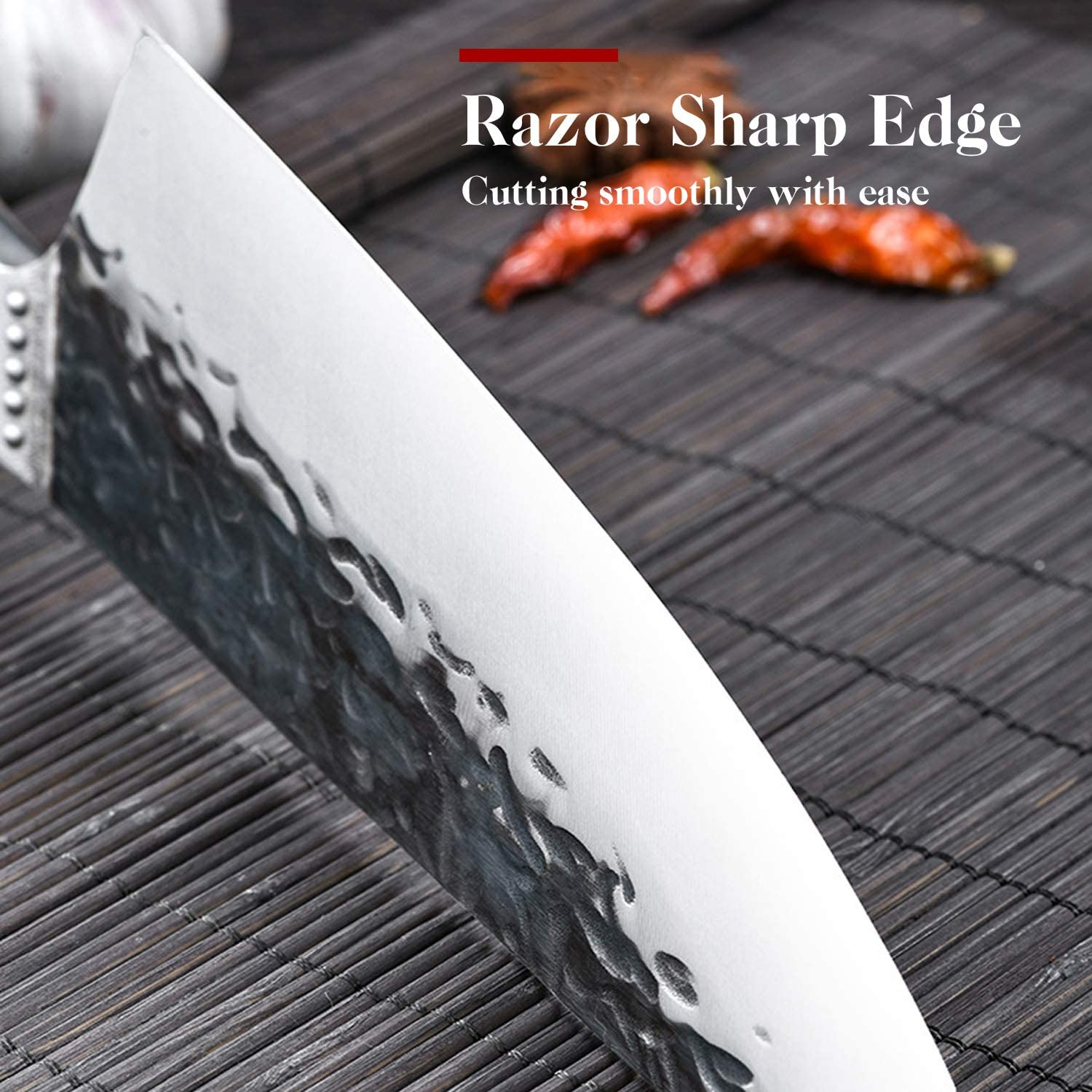 Kiritsuke Chef Knives Carbon Steel Bunka Knife Forged Japanese Butcher Cleaver Kitchen for Home and Restaurant