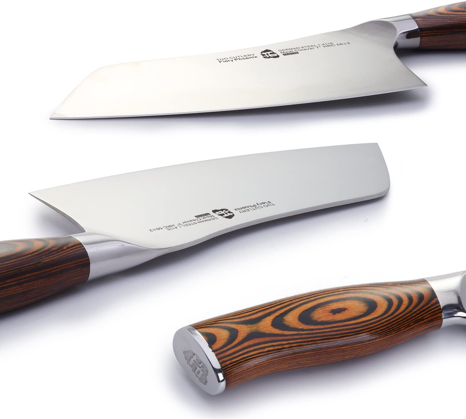 TUO Vegetable Cleaver- Chinese Chef’S Knife - Stainless Steel Kitchen Cutlery - Pakkawood Handle - Gift Box Included - 7 Inch - Fiery Phoenix Series