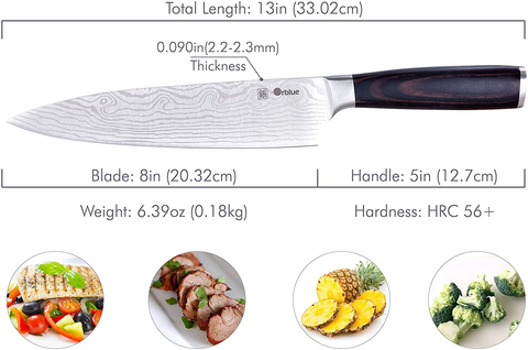 Image of Orblue Chef Knife, 8-Inch High Carbon German Stainless Steel Kitchen Chef'S Knife for Cutting, Chopping, Dicing, Slicing & Mincing – Professional Cooking Knife with Ergonomic Handle & Sharp Blade