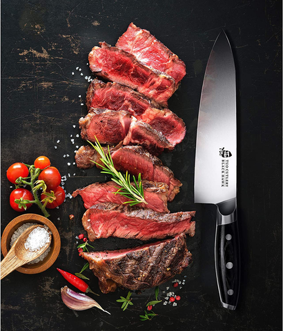 Image of TUO Chef Knife - 8 Inch Kitchen Chefs Knives Professional Cooking Knife - German HC Steel - Full Tang Pakkawood Handle - BLACK HAWK SERIES with Gift Box