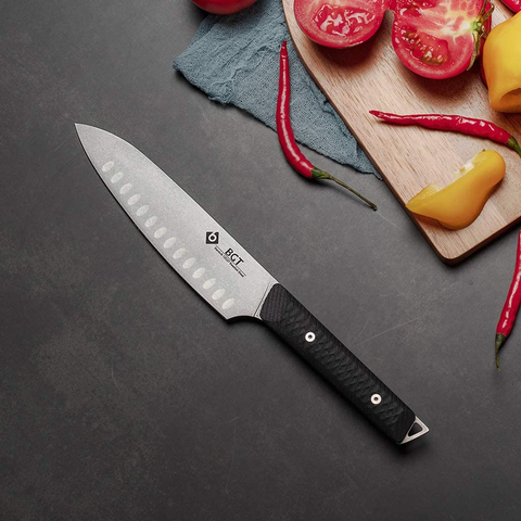 Image of BGT Kitchen Knife Set, 5Pcs Professional Chef Knife Set with Bag, Stonewashed Swedish Sandvik 12C27 Steel Kitchen Knife Set with G10 Handle
