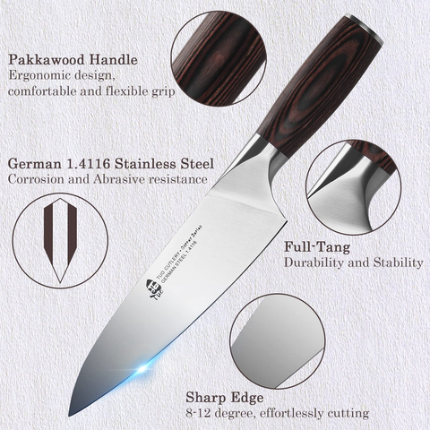 Image of TUO Chef Knife 7 Inch - Professional Kitchen Cooking Knife Japanese Gyuto Knives Vegetable Meat and Fruit - German HC Stainless Steel - Ergonomic Pakkawood Handle - Osprey Series with Gift Box