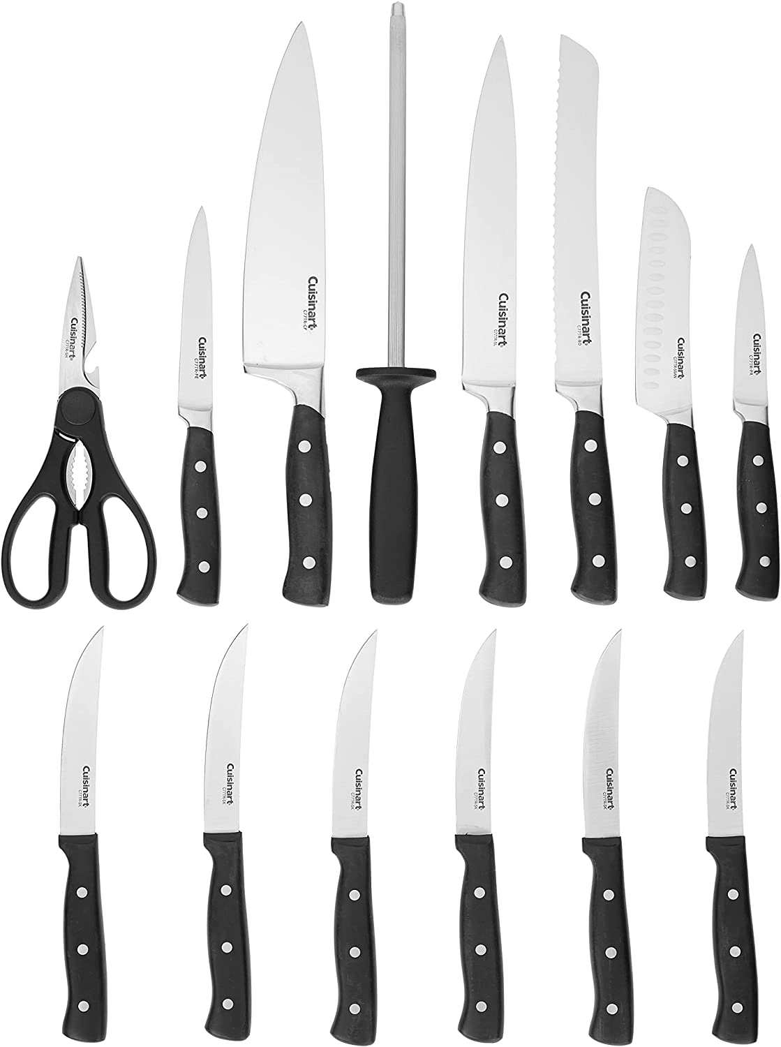 Cuisinart C77TR-15P Triple Rivet Collection 15-Piece Knife Block Set - Black