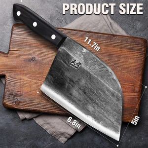 ENOKING Serbian Chef Knife Meat Cleaver Forged Butcher Knife with Full Tang Handle Leather Sheath Kitchen Knife for Kitchen, Camping, BBQ