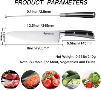 MAD SHARK Chef Knife 8 Inch, Professional Sharp Kitchen Knife, High Carbon German Stainless Steel Chef'S Knives for Cooking, Chopping Knife with Ergonomic Handle and Gift Box for Family & Restaurant