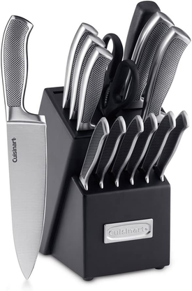 Cuisinart C77SS-15P Graphix Collection 15-Piece Cutlery Knife Block Set, Stainless Steel