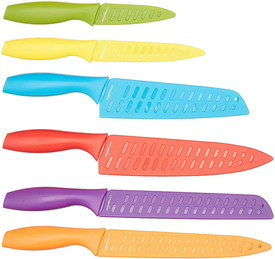 Amazon Basics 12-Piece Color-Coded Kitchen Knife Set, 6 Knives with 6 Blade Guards