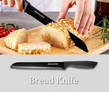Dockorio Kitchen Knife Set with Block, 19 PCS High Carbon Stainless Steel Sharp Kitchen Knife Set Includes Serrated Steak Knives Set, Chef Knives, Bread Knife, Scissor, Sharpener, All in One Knife Set