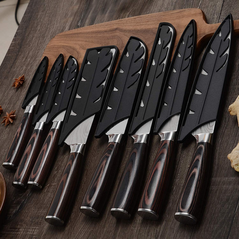 Image of KEPEAK Kitchen Knife Sets 8 Piece, 3.5-8 Inch Chef Knives High Carbon Stainless Steel, Pakkawood Handle, Ultra Sharp Cooking Knife for Vegetable Meat Fruit