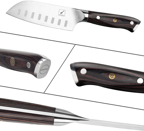 Image of Santoku Knife - Imarku 5 Inch Kitchen Knife Ultra Sharp Asian Knife Japanese Chef Knife - German HC Stainless Steel 7Cr17Mov - Ergonomic Pakkawood Handle, Best Choice for Home Kitchen and Restaurant