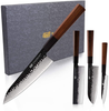 FINDKING Dynasty Series 4Pcs in One Kitchen Knife Set, Included Chef Knife & Santoku Knife & Nakiri Knife & Utility Knife