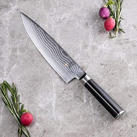 Image of Shun Classic 8” Chef’S Knife with VG-MAX Cutting Core and Ebony Pakkawood Handle; All-Purpose Blade for a Full Range of Cutting Tasks with Curved Blade for Easy Cuts; Cutlery Handcrafted in Japan