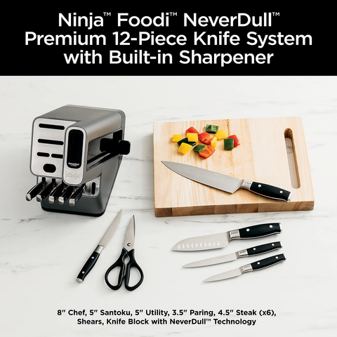 Image of Ninja K32012 Foodi Neverdull Premium Knife System, 12 Piece Knife Block Set, Stainless Steel/Black