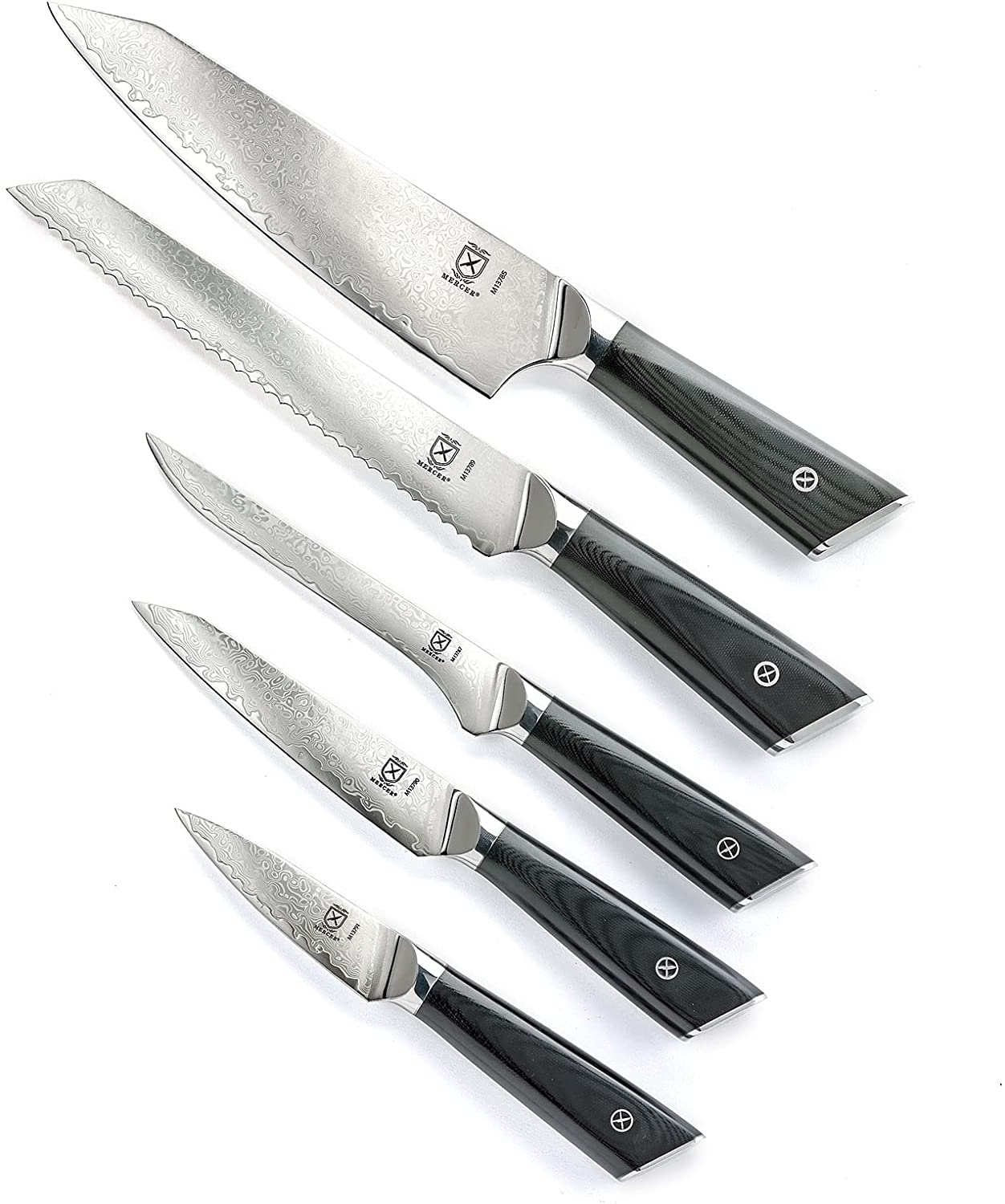 Mercer Culinary Premium Grade Super Steel 6-Piece Knife Set with Glass Block Stand, G10 Handles