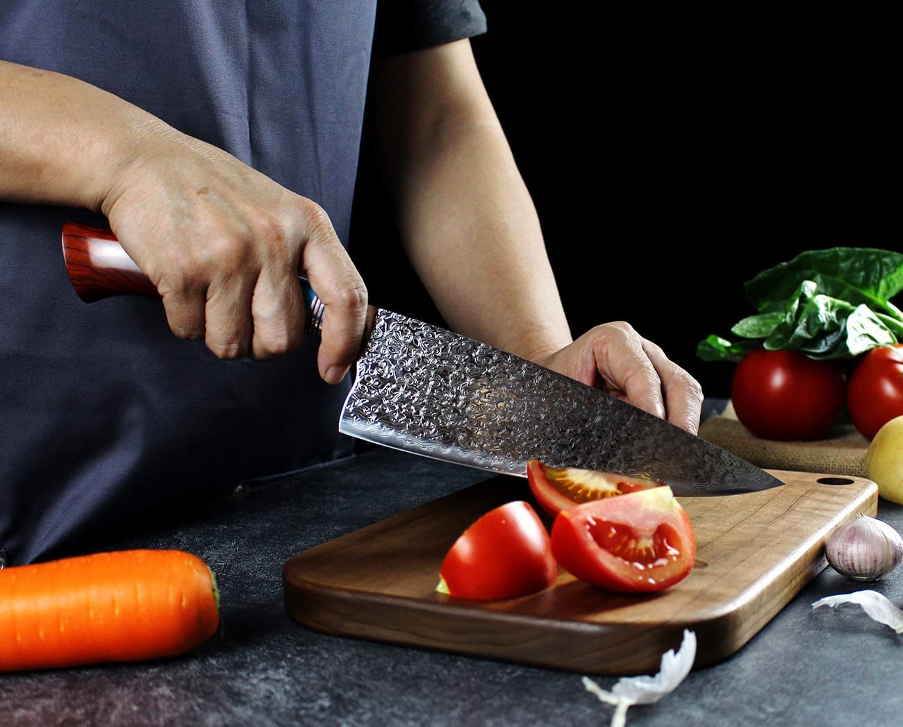 HIDAMOS Professional Damascus Chef Knife Super Sharp Kitchen Knives 73-Layer VG-10 Steel Japanese Sushi Knife for Meat/Vegetable with Sheath