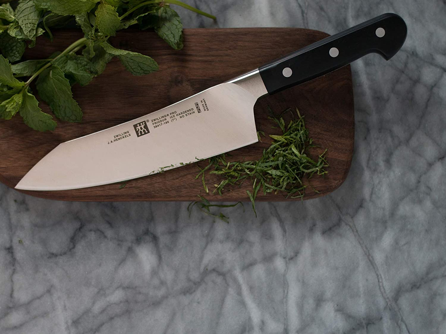 ZWILLING Pro 7-Inch Rocking Santoku Knife, 7'', Black/Stainless Steel