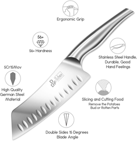 DDF Iohef Kitchen Knife, Chef'S Knife in Stainless Steel Professional Cooking Knife, 7 Inch Antiseptic Non-Slip Ultra Sharp Knife with Ergonomic Handle Ideal for Kitchen / Restaurant