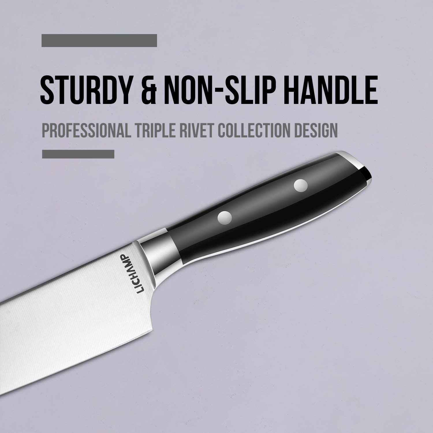 Lichamp Chef Knife, 8 Inches Chefs Knife with Professional Forged Stainless Steel Blade and Riveted Handle