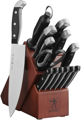 Image of J.A. Henckels International Statement Kitchen Knife Set, 15-Pc, Chef Knife, Knife Sharpener, Kitchen Knife Set, Dark Brown