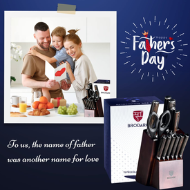 BRODARK Kitchen Knife Set with Block, Ultra Sharp 15 PCS German Stainless Steel Professional Chef Knife Set with 2 Stage Knife Sharpener, Ergonomic Handle Full Tang Forged Gift with Premium Box