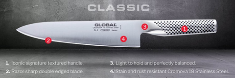 Image of Global Teikoku 5 Piece Stainless Steel Knife Block Set