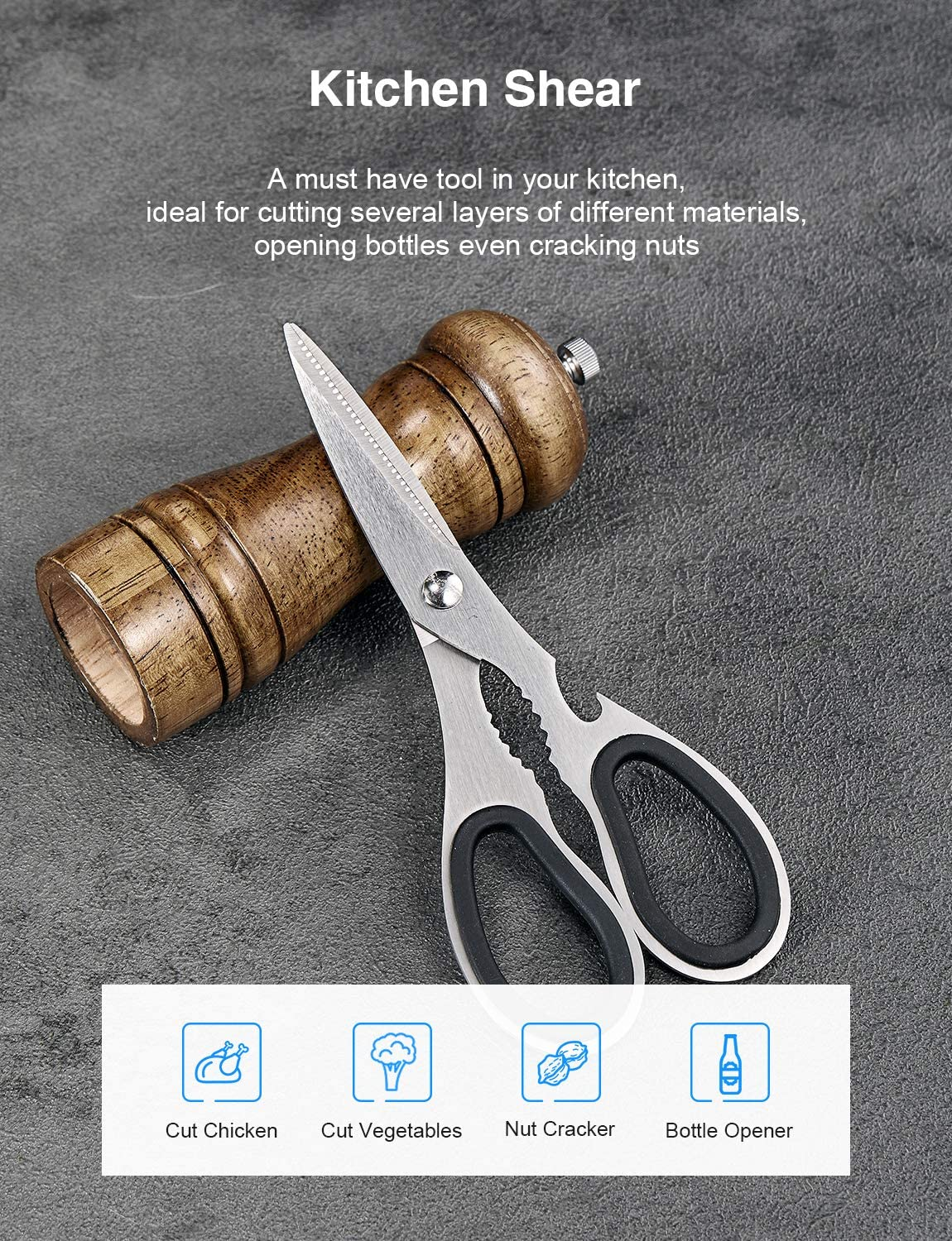 Knife Set, 14 PCS High Carbon Stainless Steel Kitchen Knife Set for Chef, Super Sharp Knife Set with Acrylic Stand, Include Steak Knives, Sharpener and Scissors, Ergonomical Design by Kincano