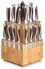 Hammer Stahl 21-Piece Classic Knife Set - Rotating Bamboo Knife Block with Removable Steak Knife Sets - High Carbon German Forged Steel